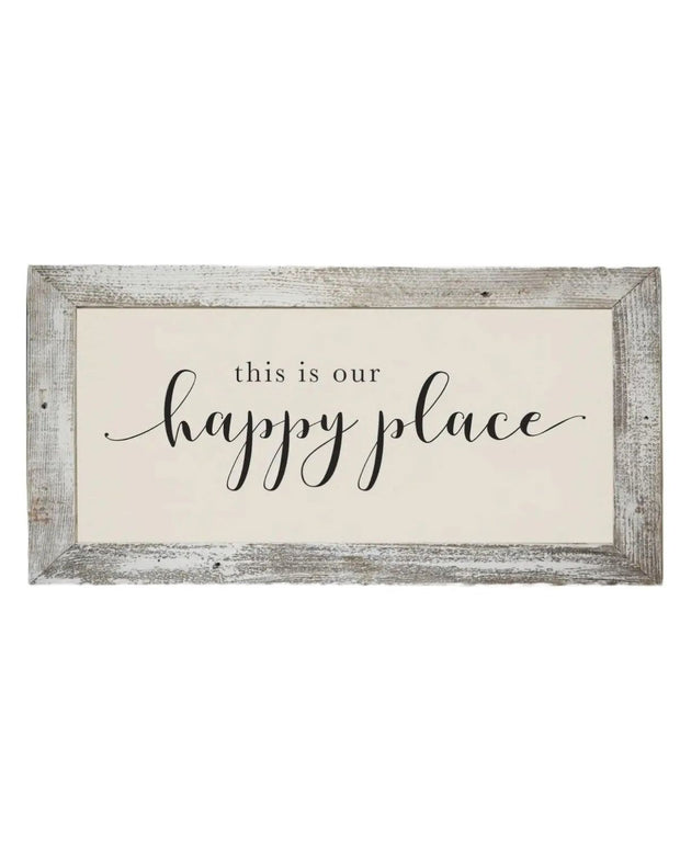 Wooden Rustic Large Framed Sign - This is Our Happy Place PRE ORDER UP TO SIX WEEK DELIVERY TIME - Posters, Prints, & Visual ArtworkPosters, Prints, & Visual Artwork - Lulu Loves Home