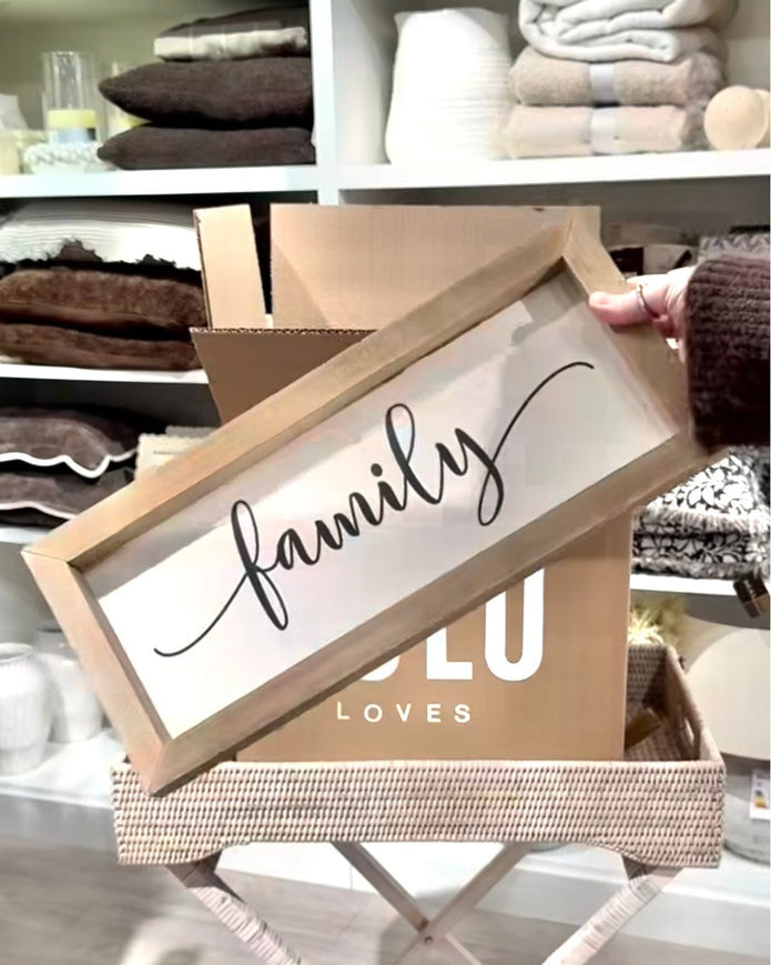 Wooden Rustic Medium Framed Sign - Family