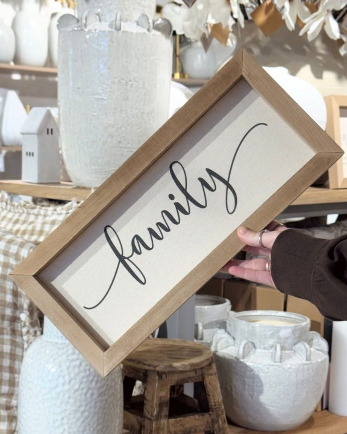 Wooden Rustic Medium Framed Sign - Family