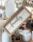 Wooden Rustic Medium Framed Sign - Family