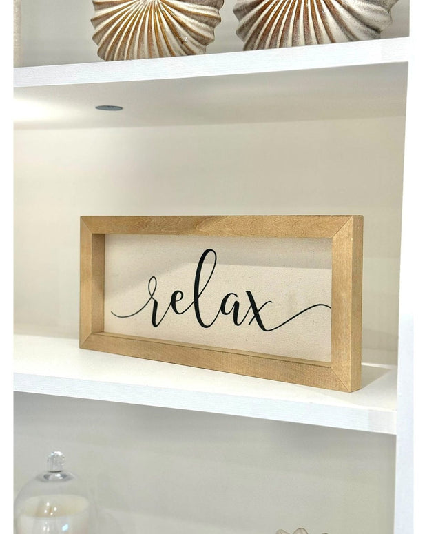 Wooden Rustic Medium Framed Sign - Relax