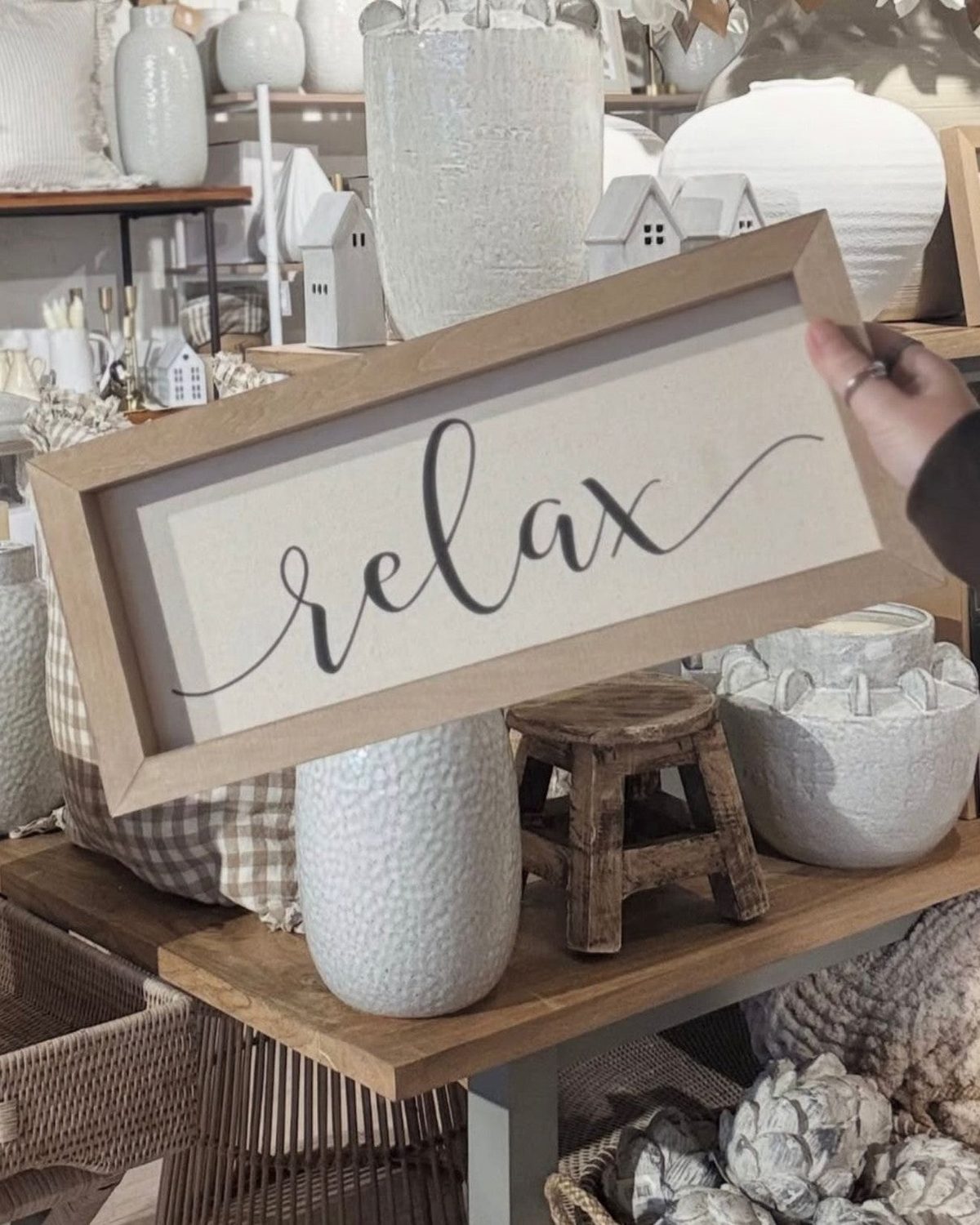 Wooden Rustic Medium Framed Sign - Relax