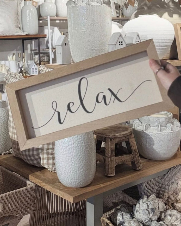 Wooden Rustic Medium Framed Sign - Relax