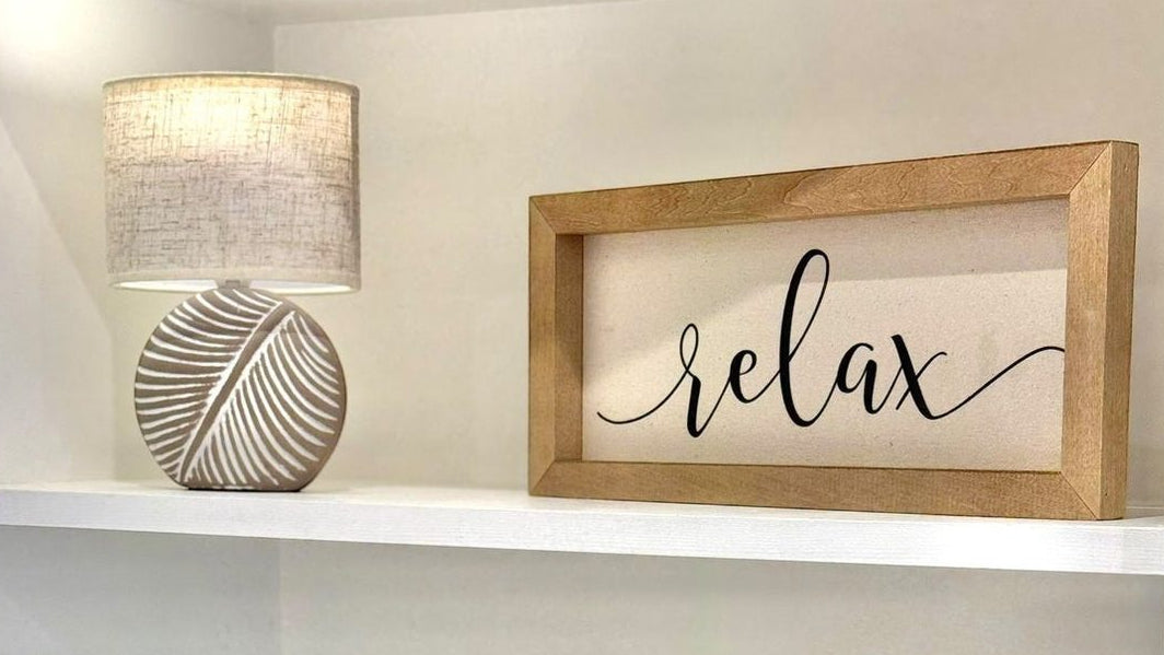 Wooden Rustic Medium Framed Sign - Relax