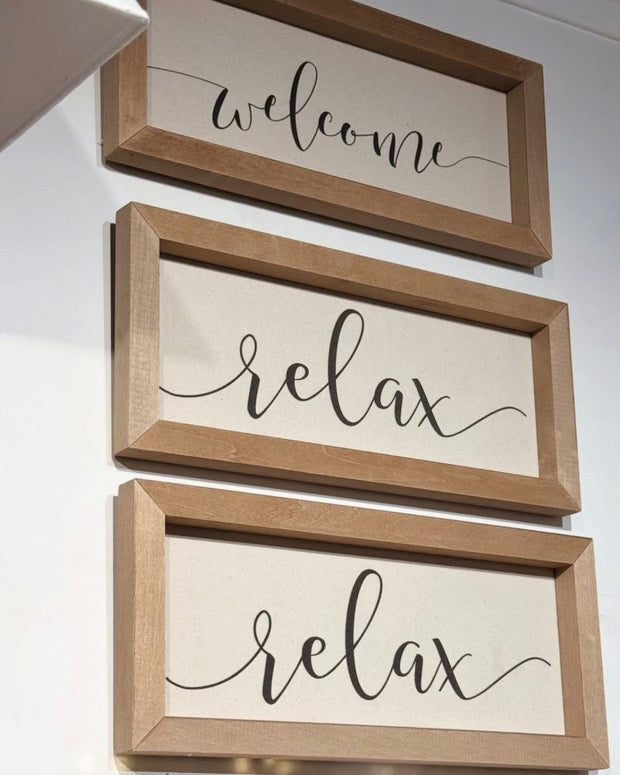 Wooden Rustic Medium Framed Sign - Welcome