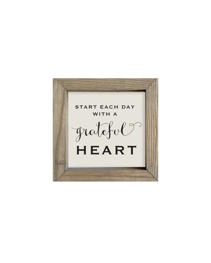 Wooden Rustic Small Framed Sign - Start Each Day With A Grateful Heart - Posters, Prints, & Visual ArtworkPosters, Prints, & Visual Artwork - Lulu Loves Home