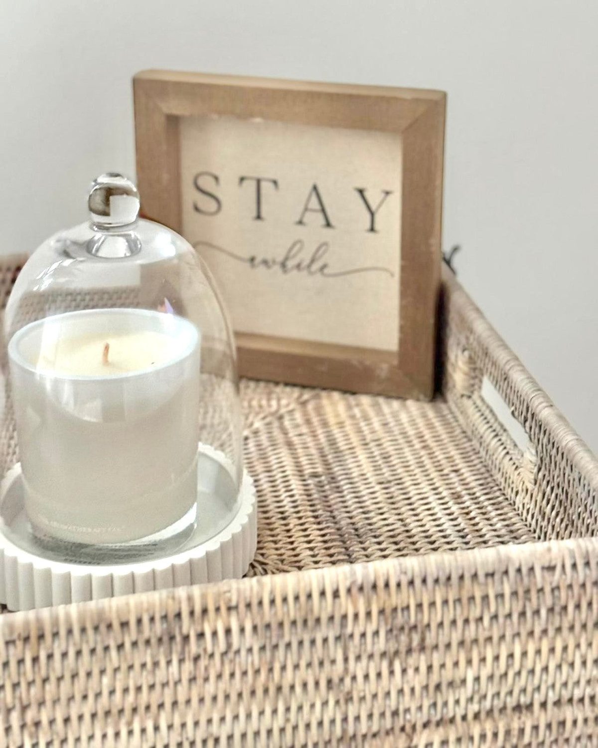 Wooden Rustic Small Framed Sign - Stay Awhile