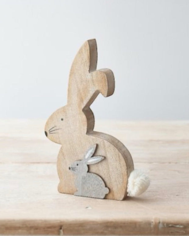 Wooden Sitting Neutral Bunny Rabbit