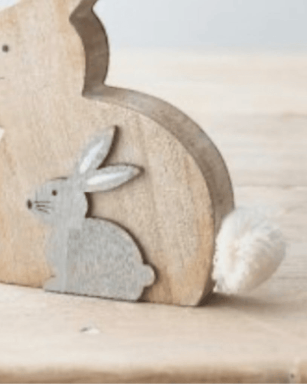 Wooden Sitting Neutral Bunny Rabbit