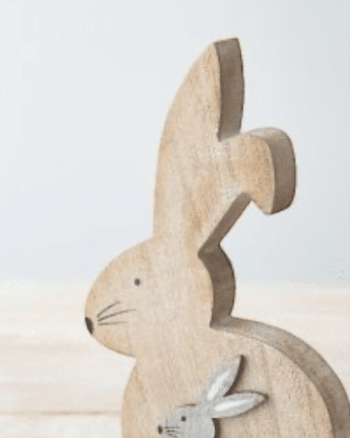 Wooden Sitting Neutral Bunny Rabbit