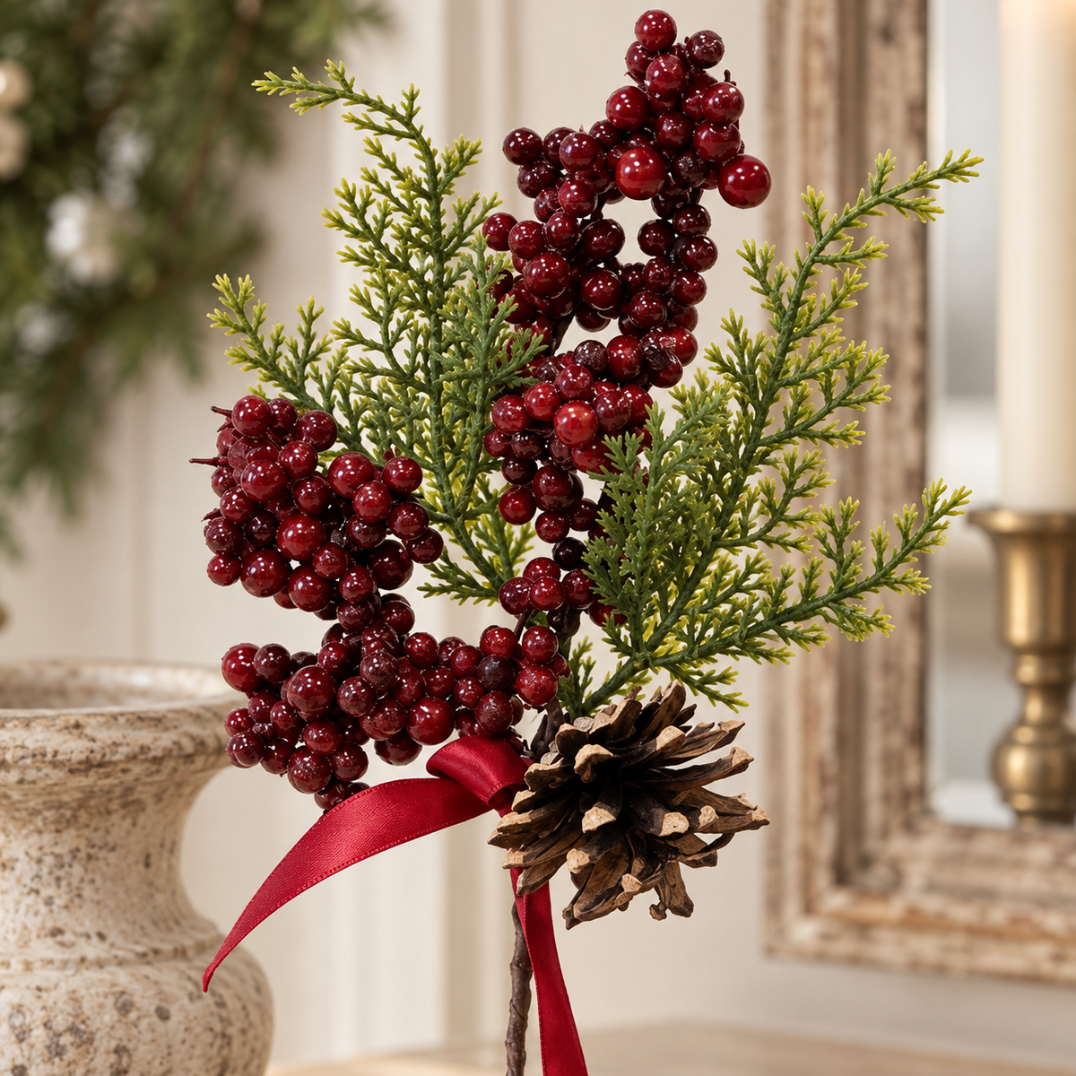 Red Berry Pick With Red Ribbon – close-up product detail