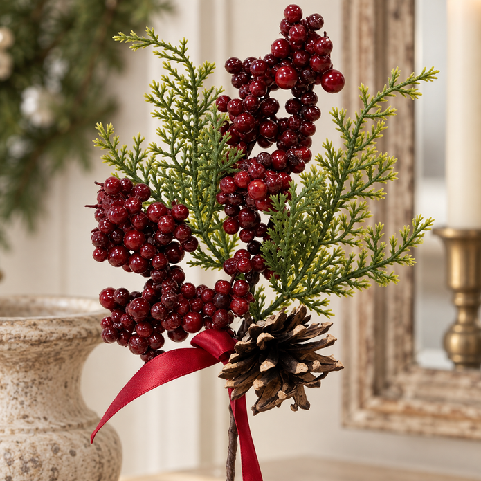 Red Berry Pick With Red Ribbon – close-up product detail