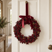 Luxury Wreath Burgundy Berry With Mini Pinecone And Velvet Ribbon Bow – styled British country home view