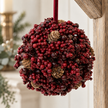 Luxury Hanging Ball Burgundy Berry With Mini Pinecone – close-up product detail