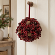 Luxury Hanging Ball Burgundy Berry With Mini Pinecone – styled British country home view