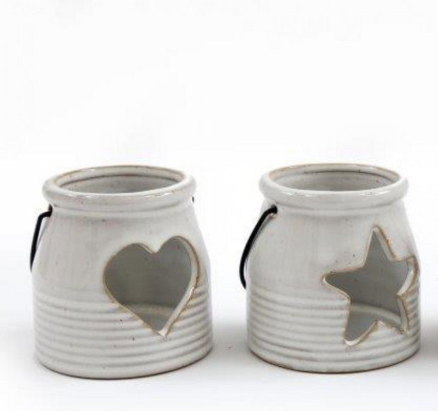 White Ceramic Tealight Holder With Handle