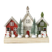 Wooden Christmas Houses With Snowmen