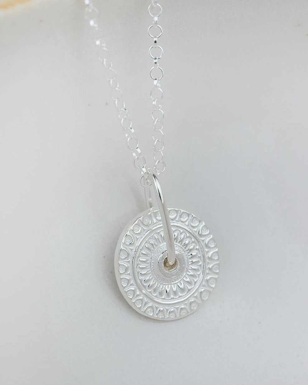 Sterling Silver Talisman Spinner Pendant Necklace