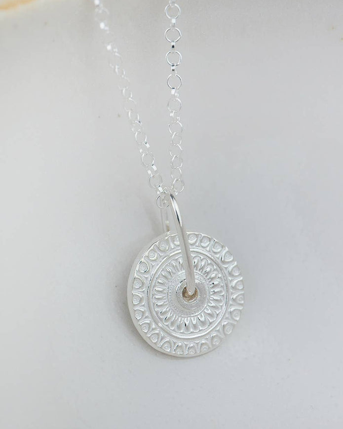 Sterling Silver Talisman Spinner Pendant Necklace