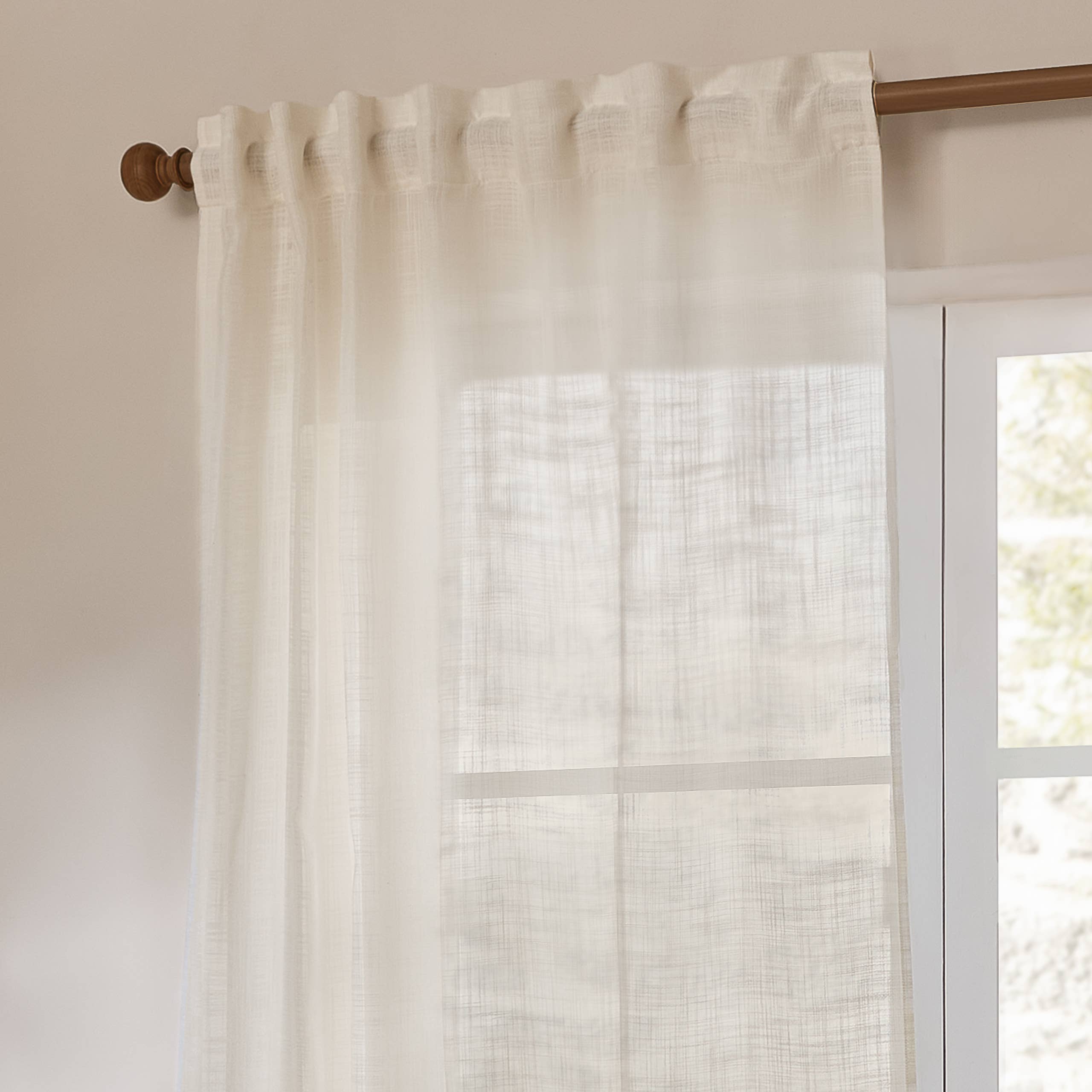 Yard White Woven Sheer Voile Curtain Panel
