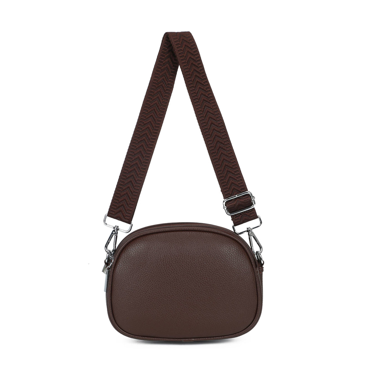 Rounded Crossbody Bag with Pattern Strap