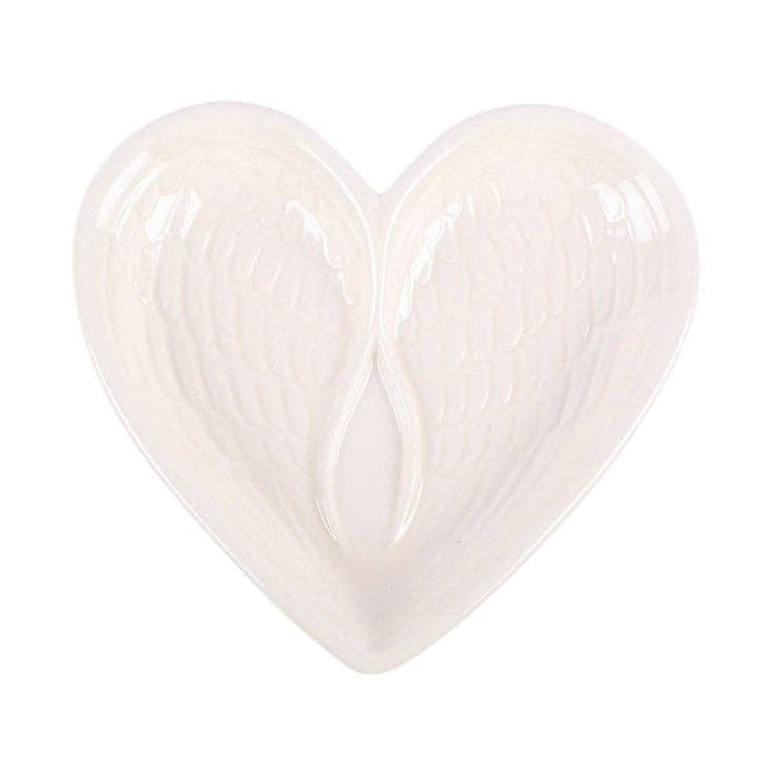 White Angel Wing Heart Trinket Dish