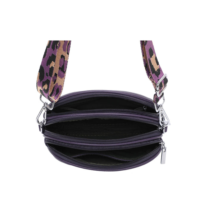 Rounded Crossbody Bag with Pattern Strap