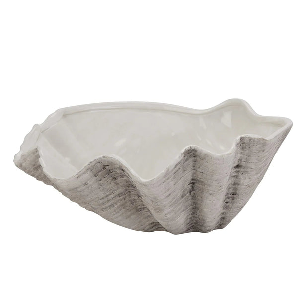 Adele Extra Large Matt Neutral Stone Clam Shell Bowl - PRE ORDER FOUR WEEK DELIVERY - Home DecorHome Decor - Lulu Loves Home