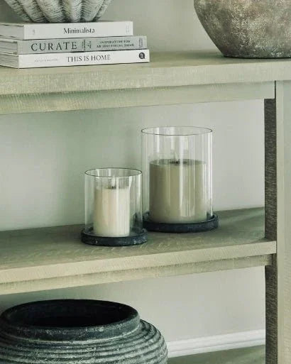 Amalfi Stone Charcoal Hurricane Candle Lantern - Home DecorHome Decor - Lulu Loves Home