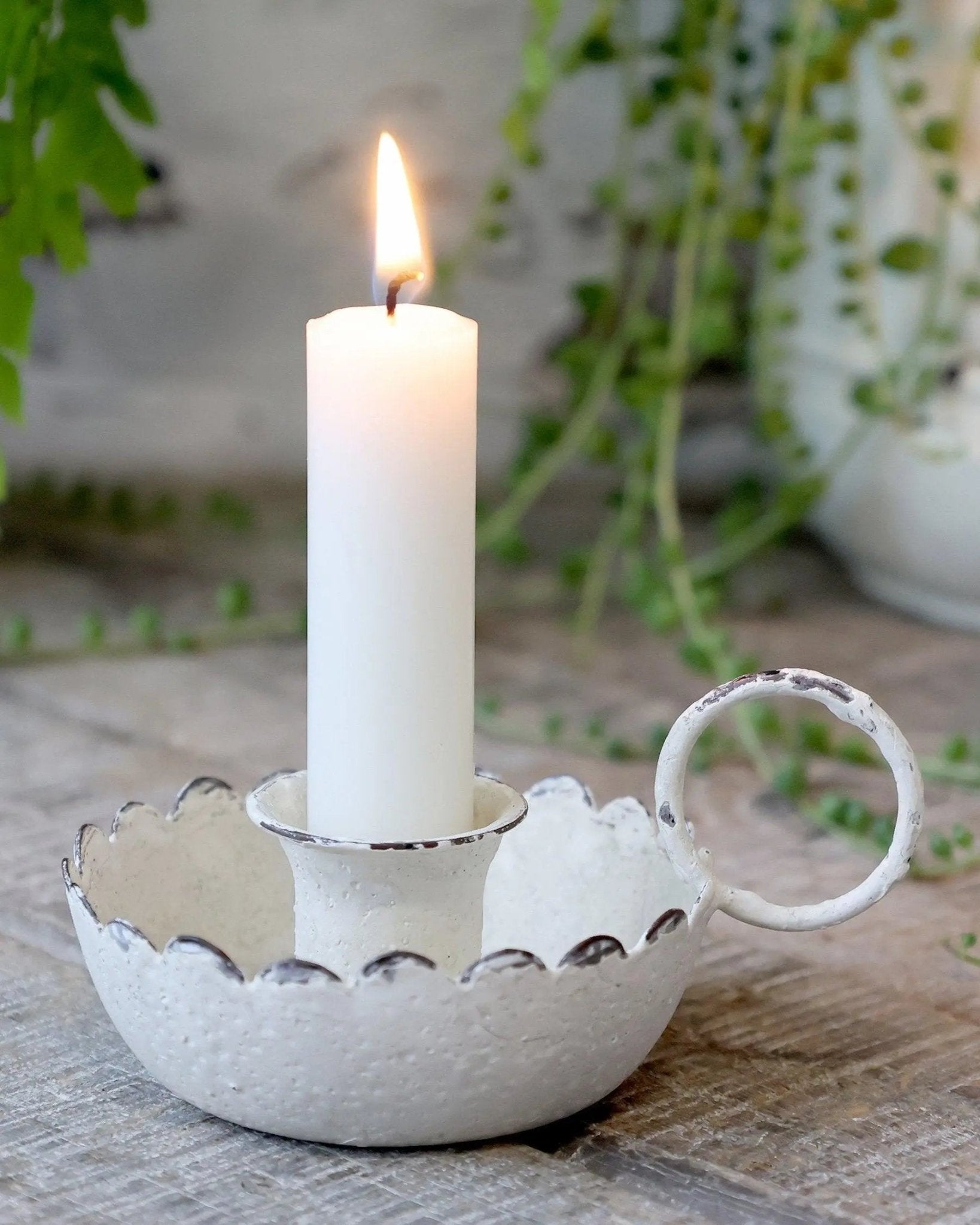 Antique Cream Short Dinner Candle Holder - Home DecorHome Decor - Lulu Loves Home