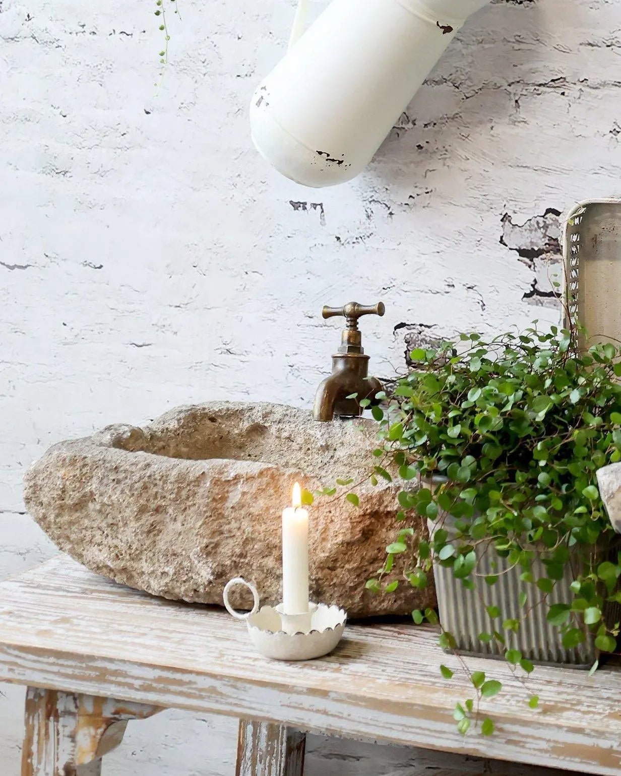 Antique Cream Short Dinner Candle Holder - Home DecorHome Decor - Lulu Loves Home