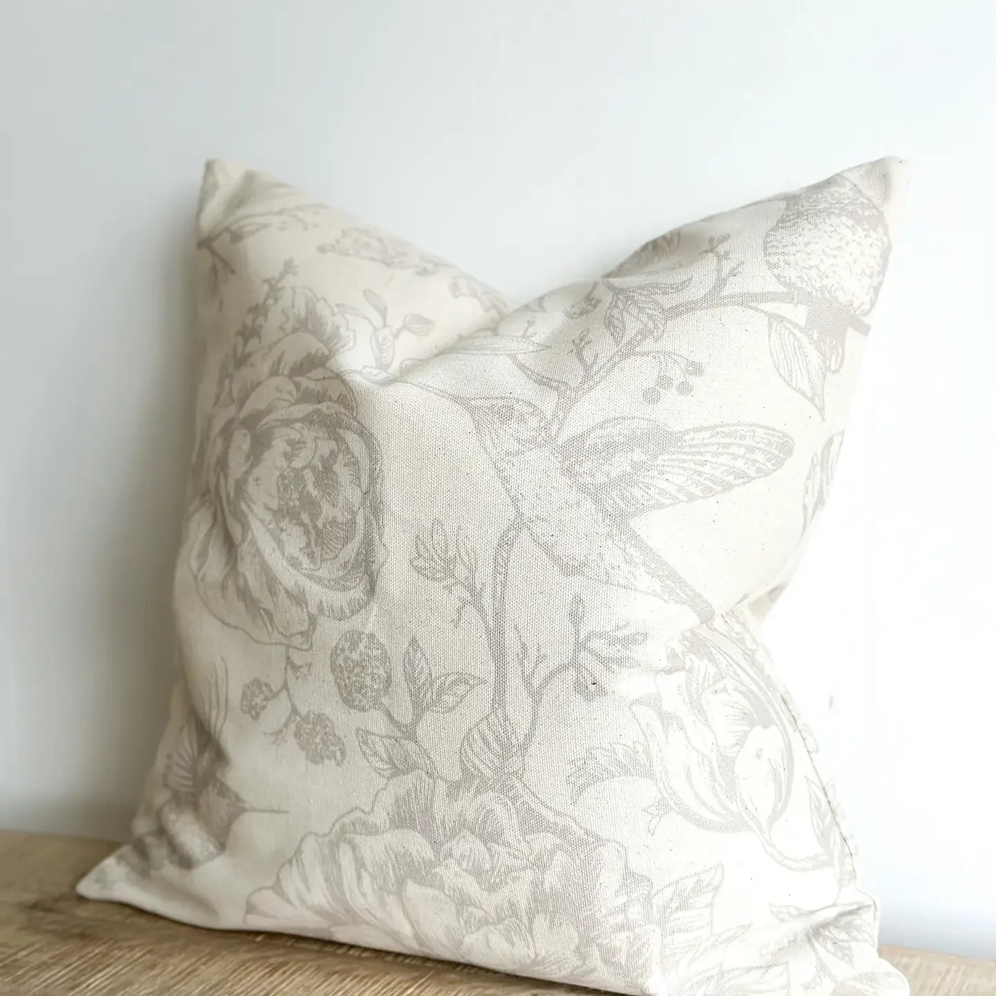 Aria Greige Bird Print Luxury Cotton Cushion Cover - Soft FurnishingsSoft Furnishings - Lulu Loves Home