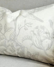 Aria Greige Bird Print Rectangle Cotton Cushion Cover