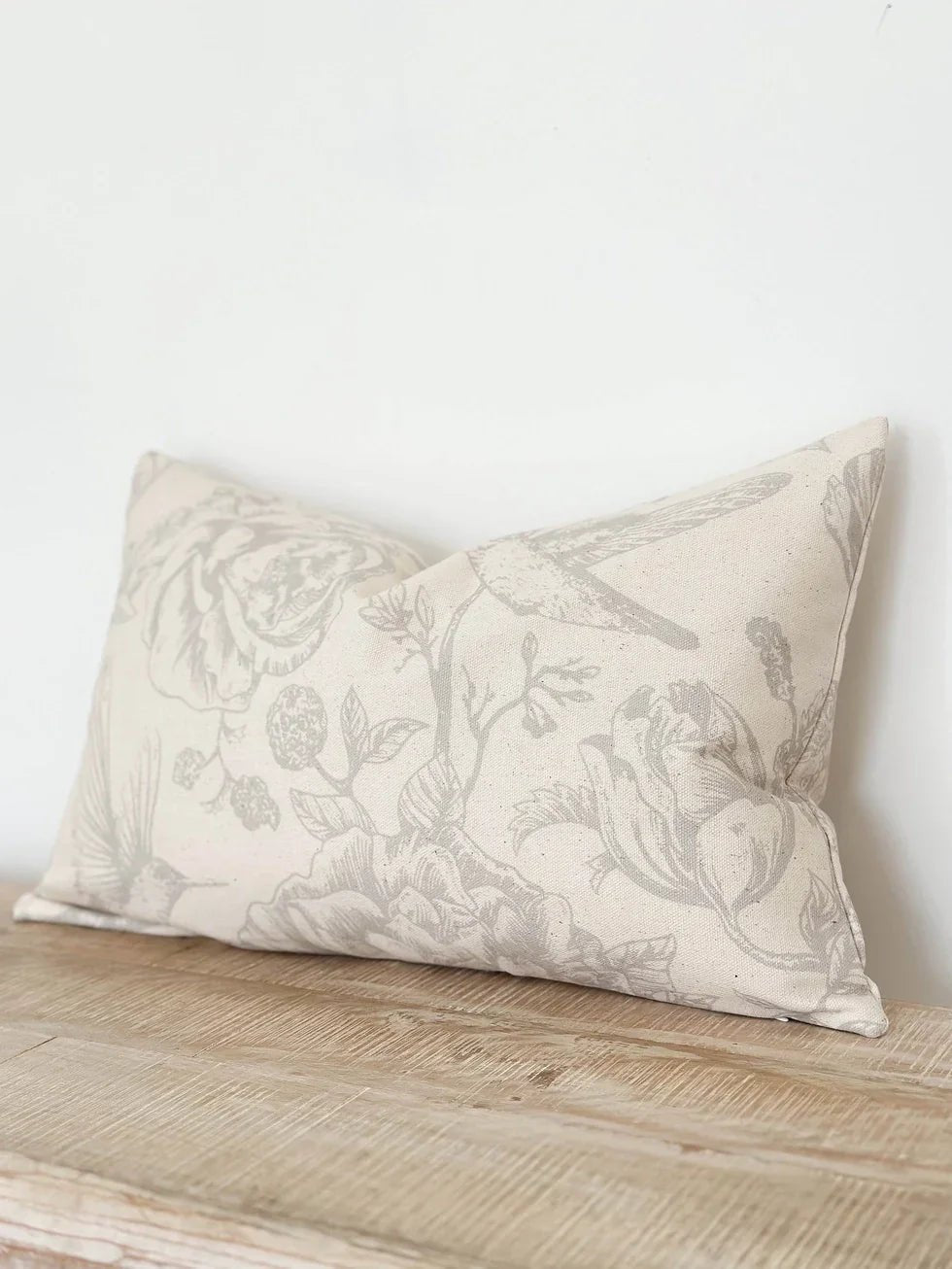 Aria Greige Bird Print Luxury Cotton Cushion Cover - Soft FurnishingsSoft Furnishings - Lulu Loves Home