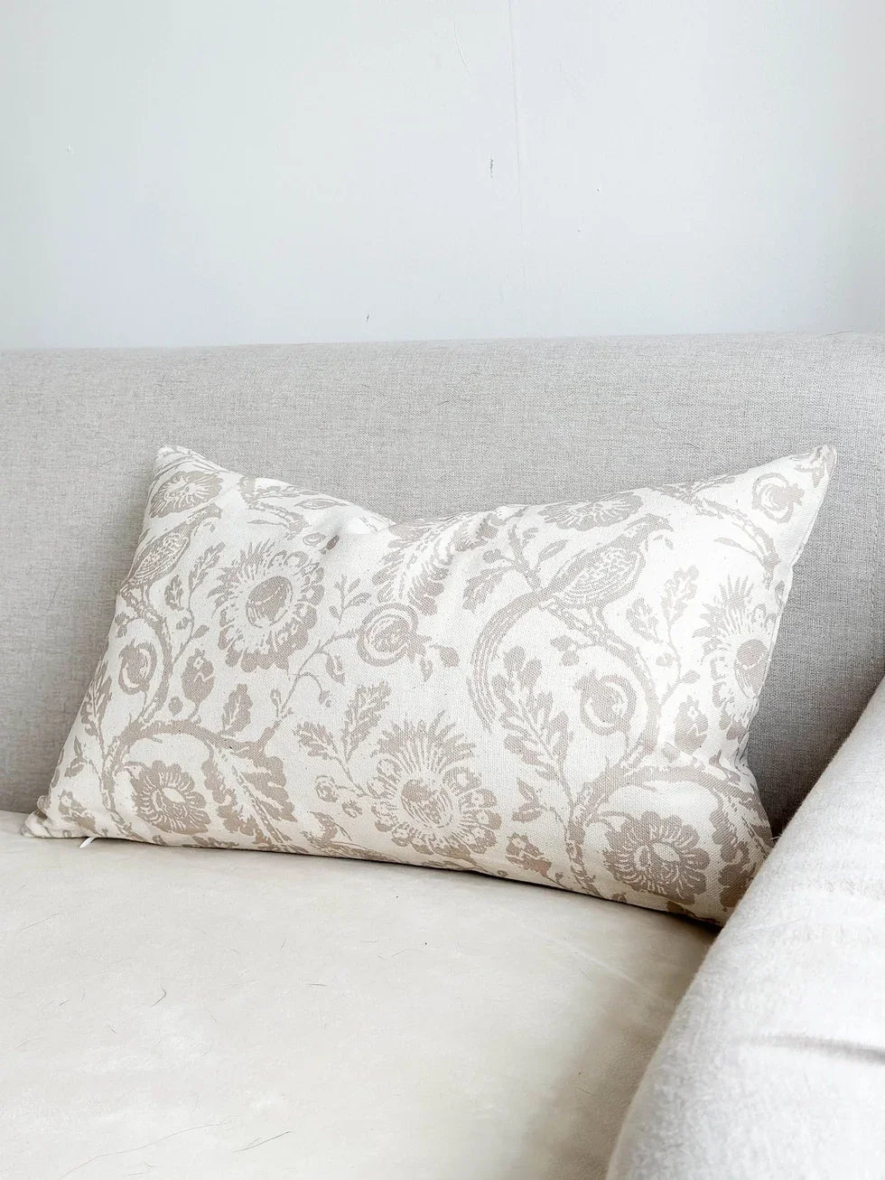 Aria Neutral Beige Country Floral Print Cotton Cushion Cover - Soft FurnishingsSoft Furnishings - Lulu Loves Home
