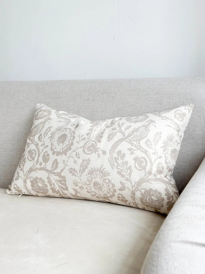 Aria Neutral Beige Country Floral Print Cotton Cushion Cover - Soft FurnishingsSoft Furnishings - Lulu Loves Home