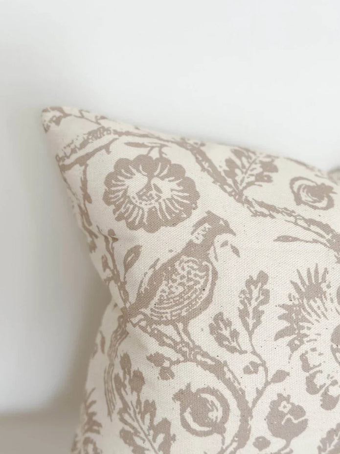 Aria Neutral Beige Country Floral Print Cotton Cushion Cover - Soft FurnishingsSoft Furnishings - Lulu Loves Home