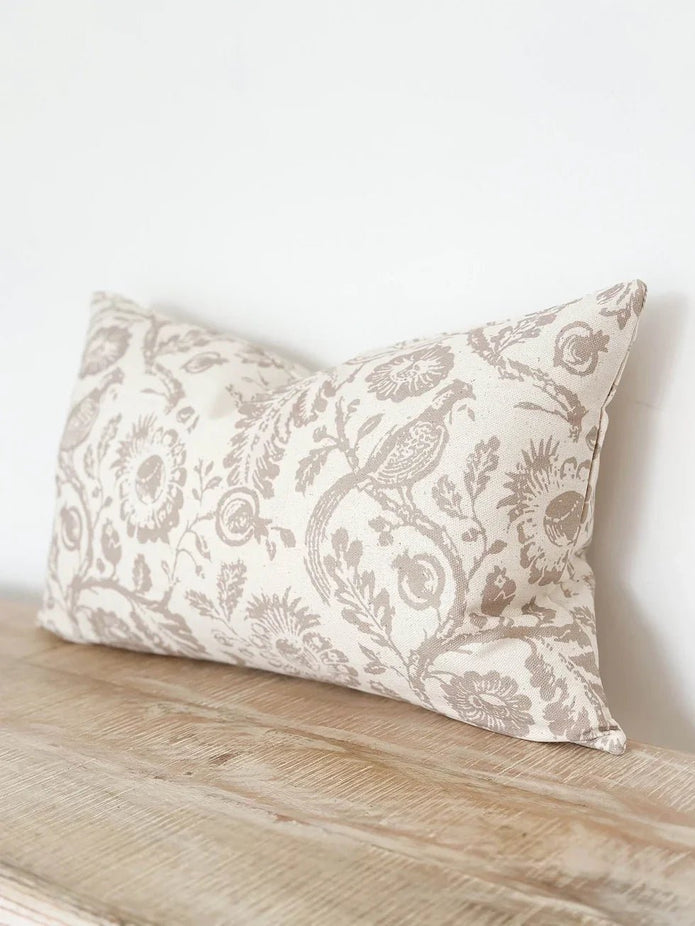 Aria Neutral Beige Country Floral Print Cotton Cushion Cover - Soft FurnishingsSoft Furnishings - Lulu Loves Home