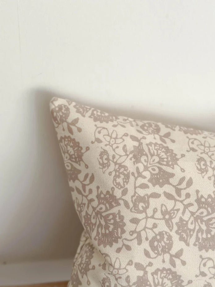 Aria Neutral Beige Floral Print Cushion Cover - Soft FurnishingsSoft Furnishings - Lulu Loves Home