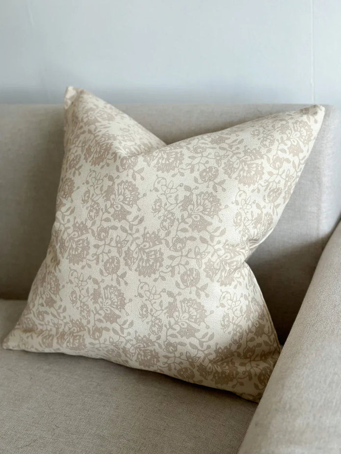 Aria Neutral Beige Floral Print Cushion Cover - Soft FurnishingsSoft Furnishings - Lulu Loves Home