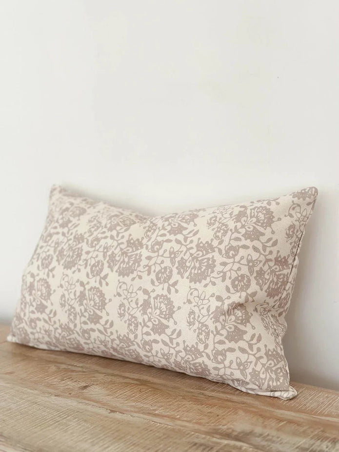 Aria Neutral Beige Floral Print Cushion Cover - Soft FurnishingsSoft Furnishings - Lulu Loves Home