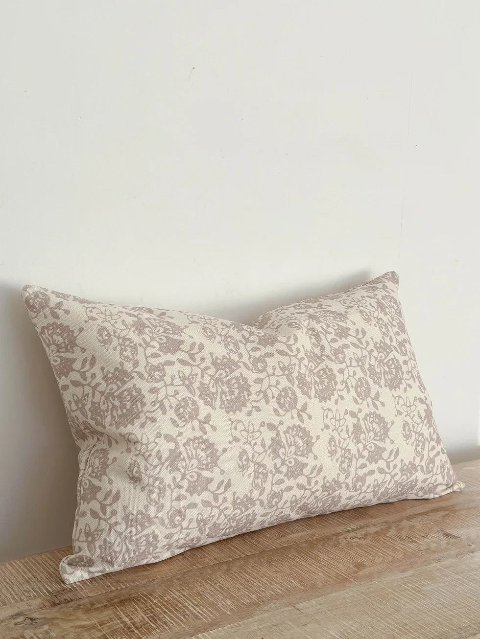 Aria Neutral Beige Floral Print Cushion Cover - Soft FurnishingsSoft Furnishings - Lulu Loves Home