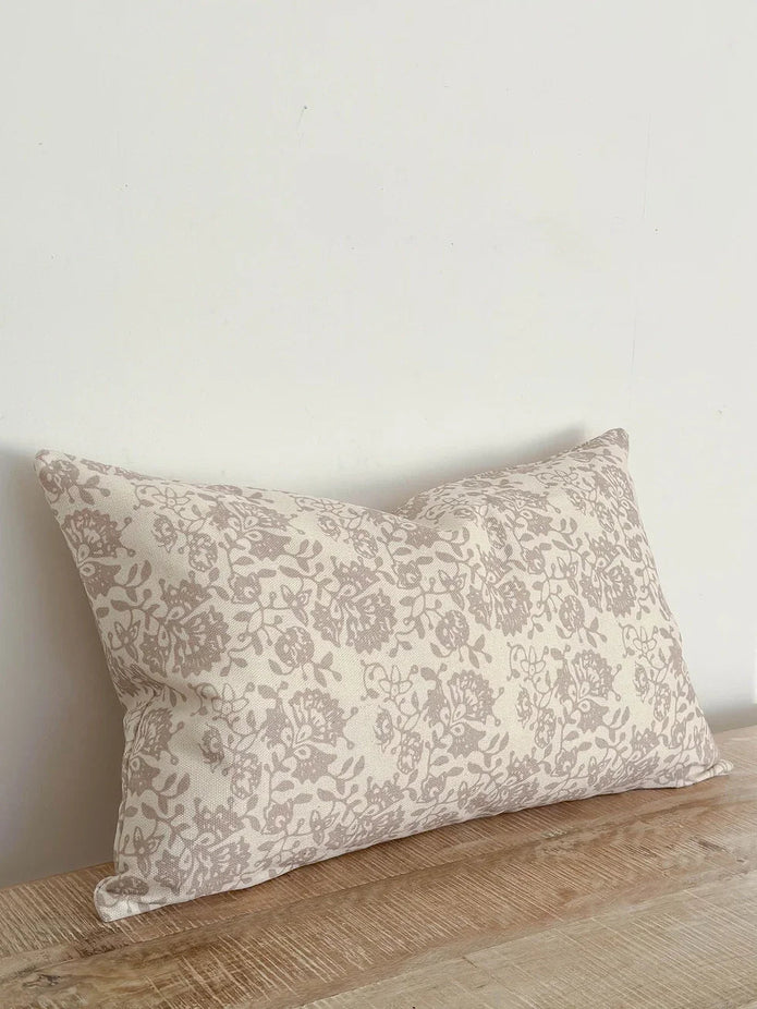Aria Neutral Beige Floral Print Cushion Cover - Soft FurnishingsSoft Furnishings - Lulu Loves Home