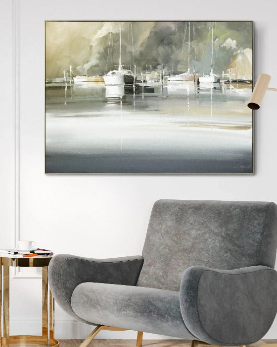 Art Marketing - Canvas Framed Print, Marina Morning - PRE ORDER FOUR WEEK DELIVERY - Posters, Prints, & Visual ArtworkPosters, Prints, & Visual Artwork - Lulu Loves Home