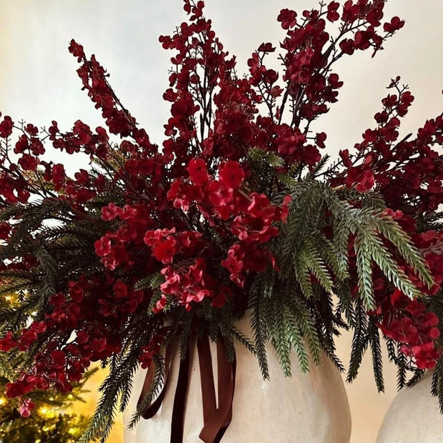 Artificial Burgundy Gypsophila Stem for Christmas decor by Starlight Express, showcasing vibrant burgundy flowers on a realistic stem.