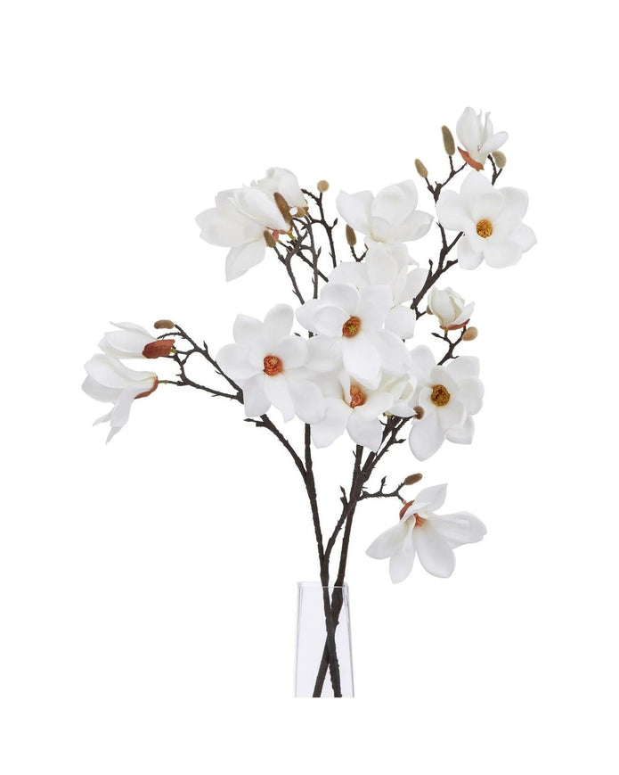 Artificial Classic White Magnolia Branch Stem - Faux Plants & FlowersFaux Plants & Flowers - Lulu Loves Home