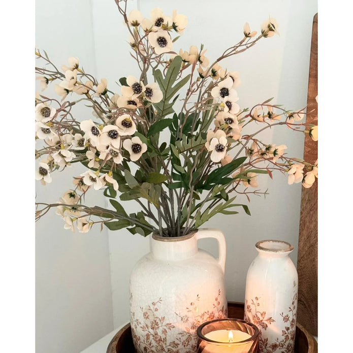 Artificial Daisy Flower Stem - Peach, peach daisy stems arranged in a white rustic vase