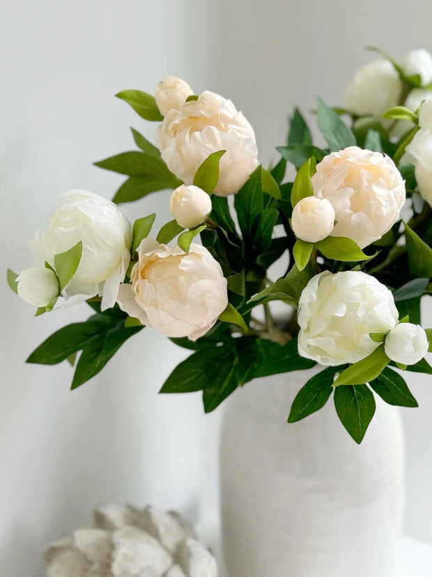 Artificial Luxury White Double Peony Flower Stems - Faux Plants & FlowersFaux Plants & Flowers - Lulu Loves Home