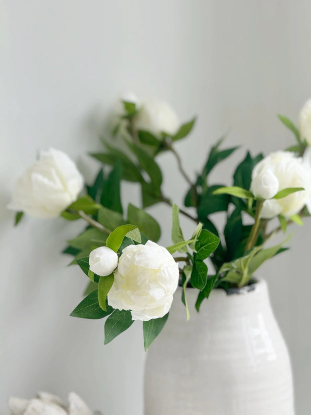 Artificial Luxury White Double Peony Flower Stems - Faux Plants & FlowersFaux Plants & Flowers - Lulu Loves Home