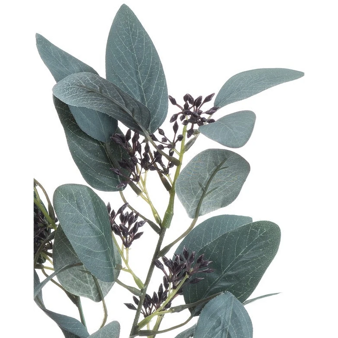 Artificial Seaded Eucalyptus Stem from Hill Interiors, showcasing realistic green eucalyptus leaves with seeded accents in a natural arrangement.